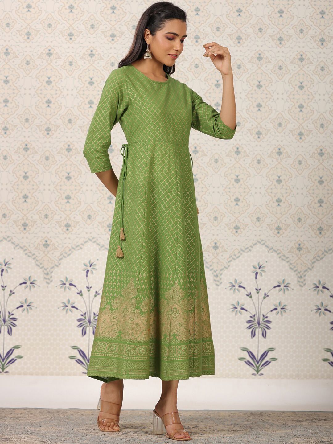 Dhiyona OD Ethnic Motif Printed Pure Cotton A-Line Kurta