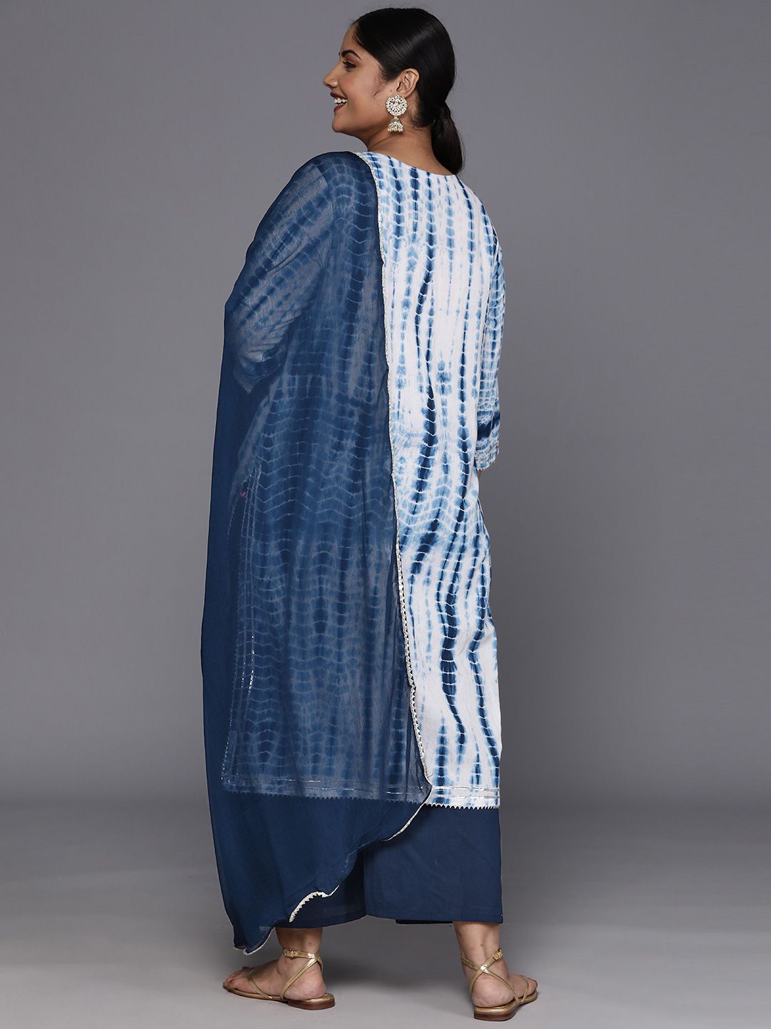 Dhiyona VA Women'sPlus Size Dyed Regular Pure Cotton Kurta with Palazzos & Dupatta