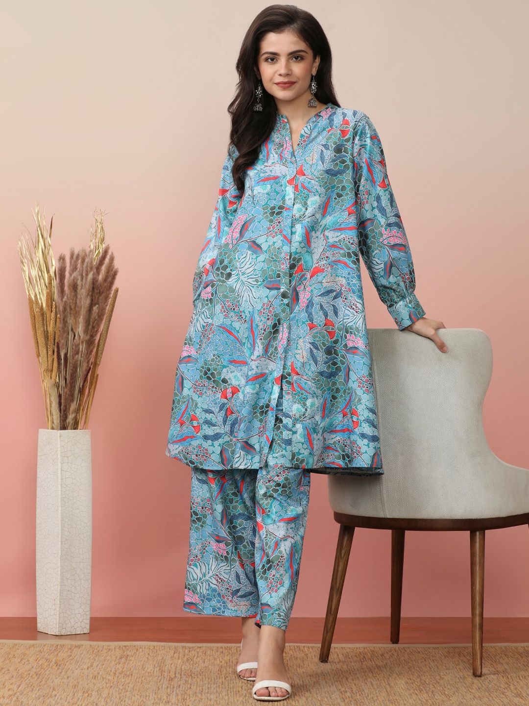 Dhiyona VA Women'sFloral Printed Kurta With Trouser