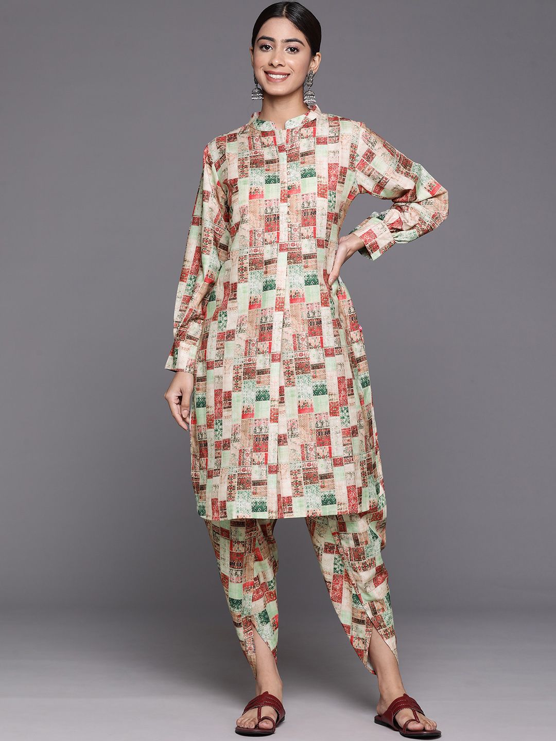Dhiyona VA Women'sPrinted Regular Kurta with Dhoti Pants