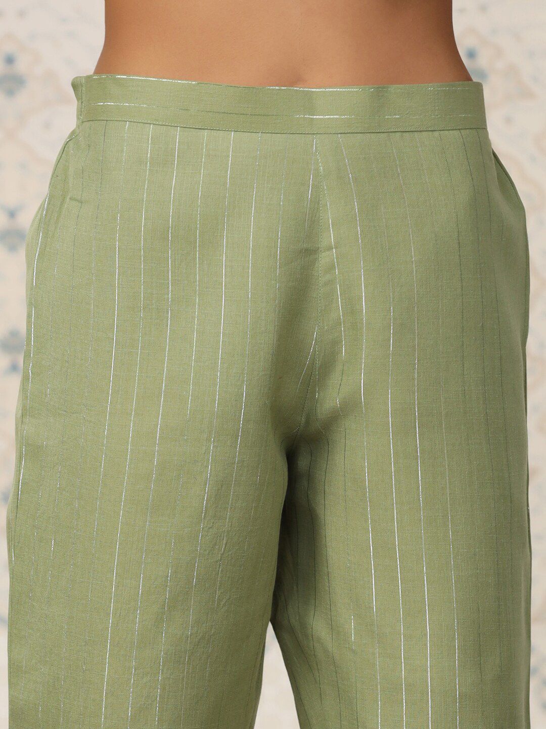 Dhiyona OD Striped Regular Gotta Patti Kurta With Trousers