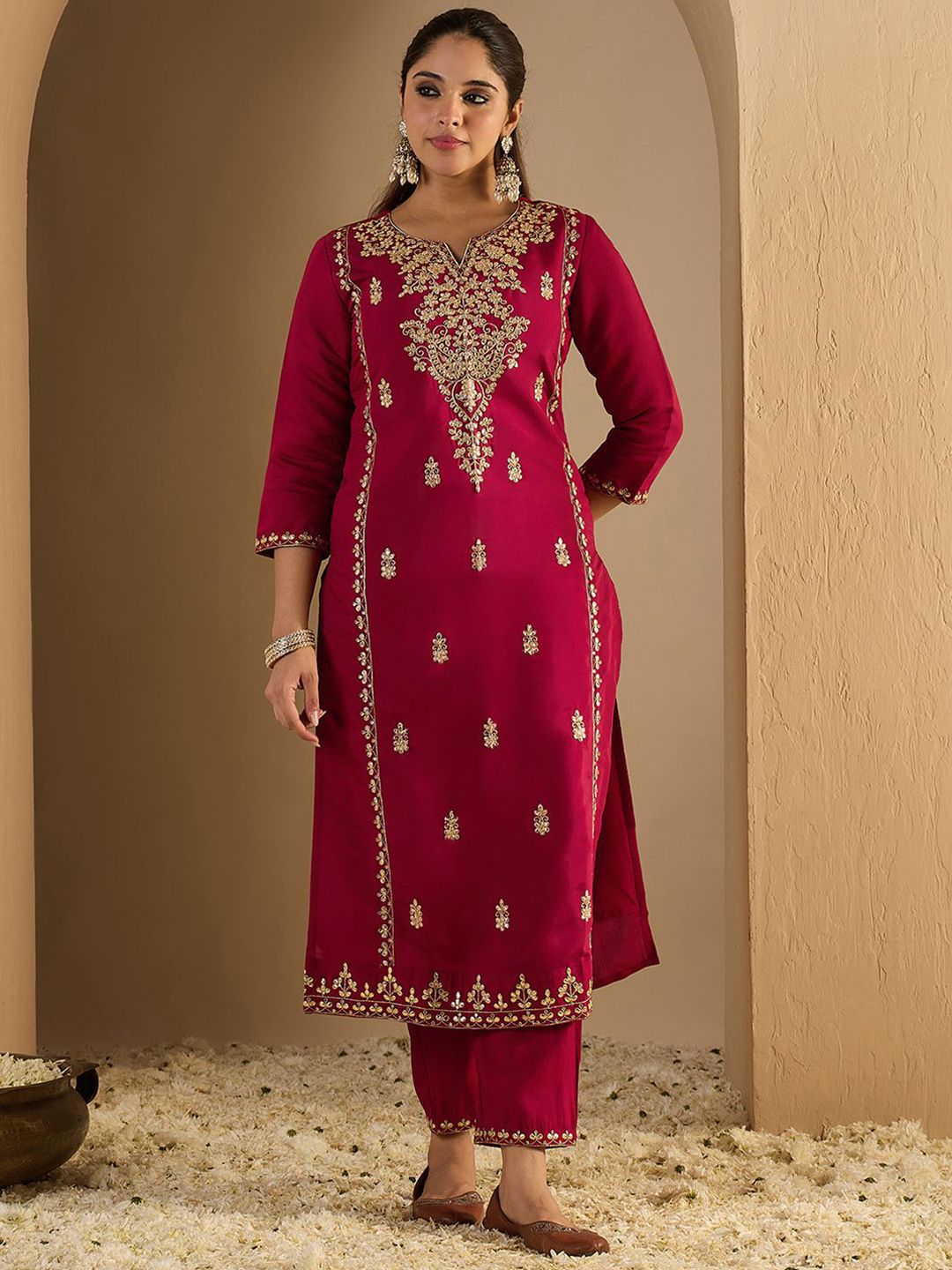 Dhiyona IE Women's Women Ethnic Motifs Printed Kurta with Trousers & Dupatta