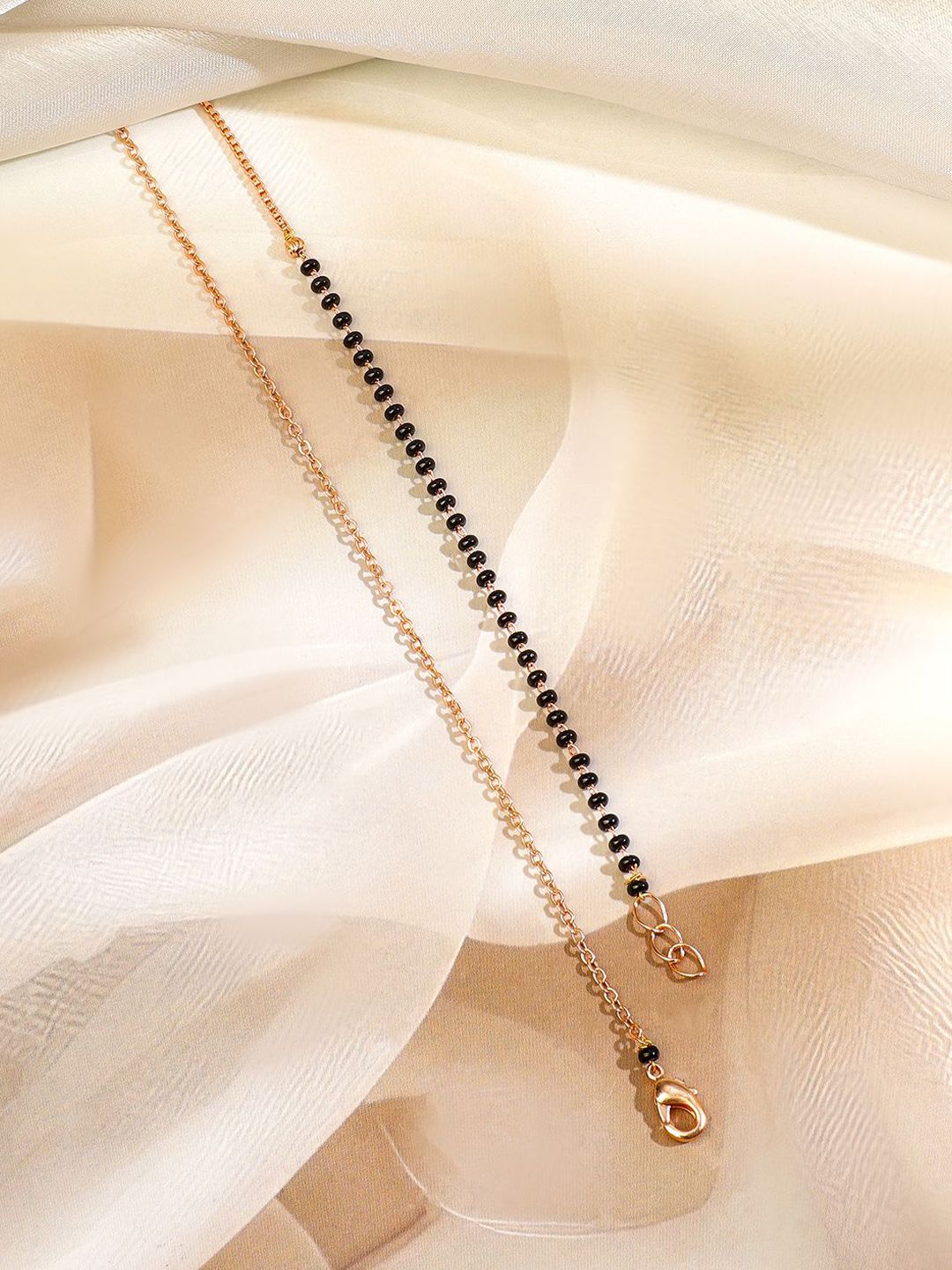 Dhiyona RJ Women's 18K Rose Gold-Plated Cubic Zirconia Studded Round Pendant Mangalsutra Chain