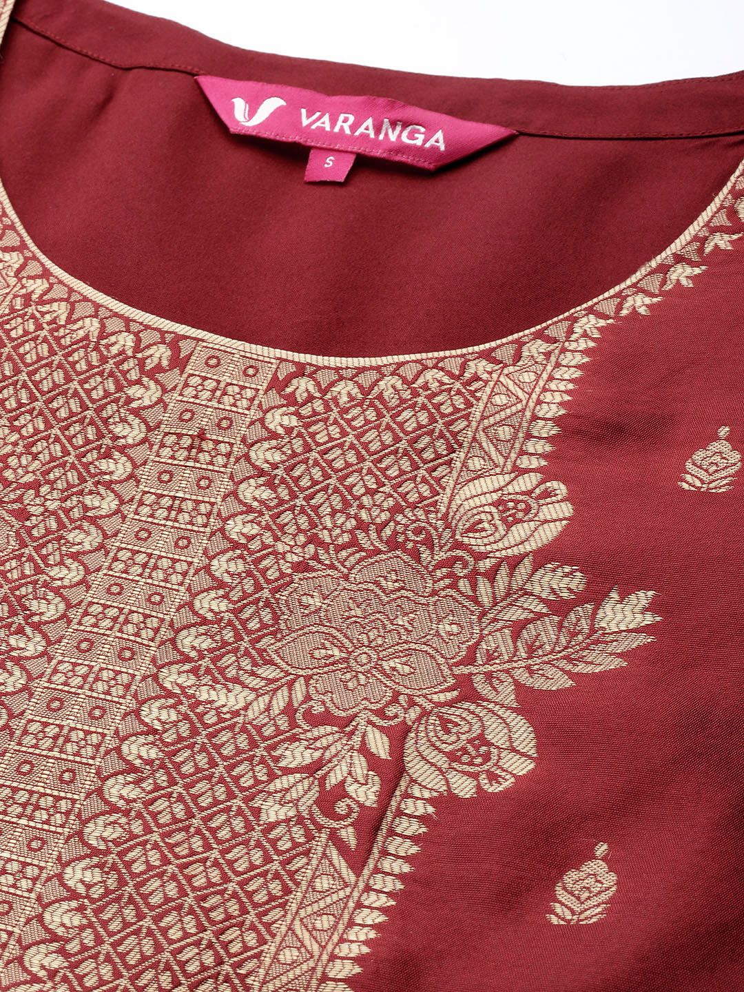 Dhiyona VA Women's Maroon Ethnic Motifs Kurta with Trousers & Dupatta