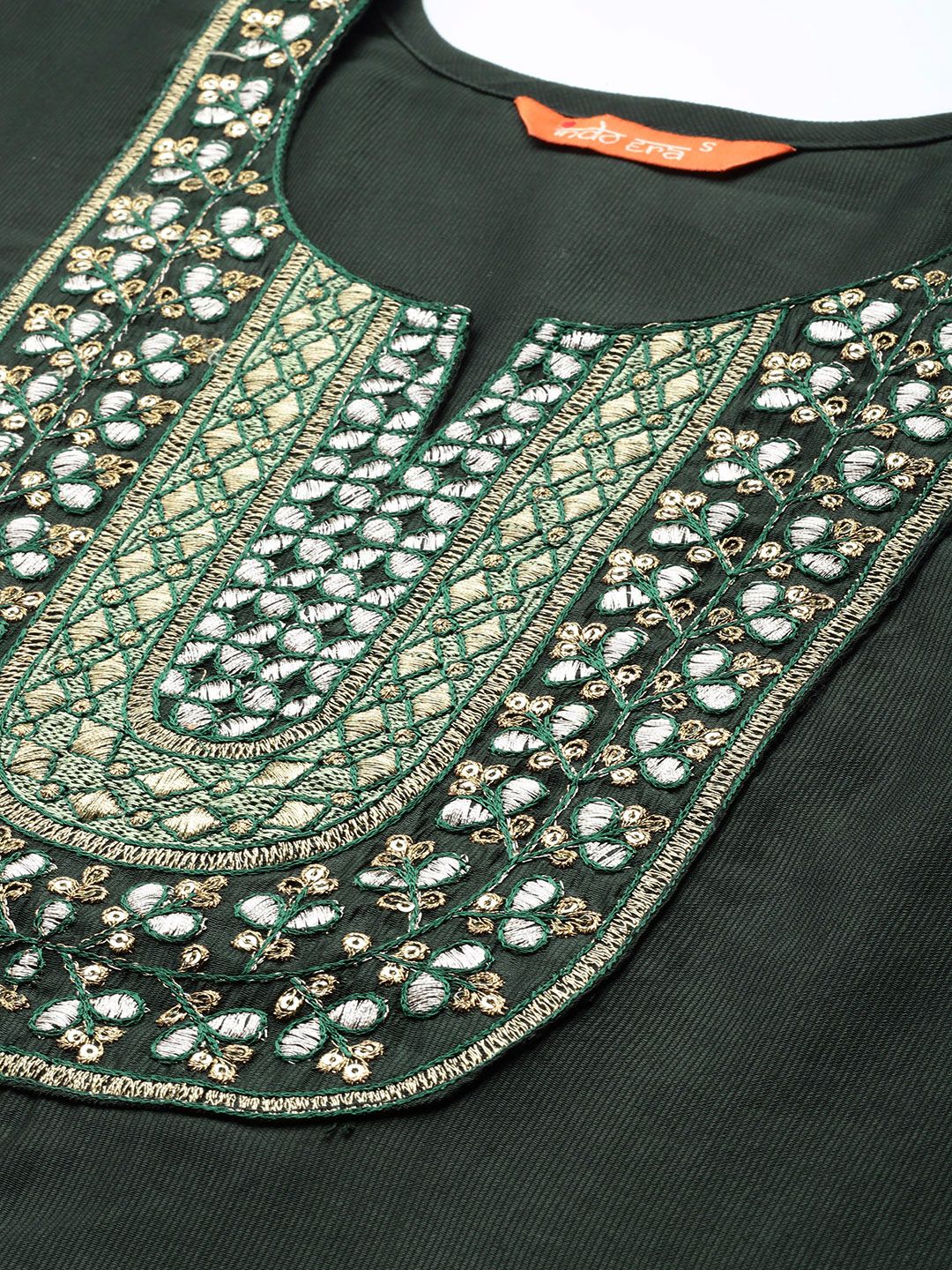 Dhiyona IE Women Ethnic Motifs Embroidered Sequinned Liva Kurta with Palazzos & With Dupatta