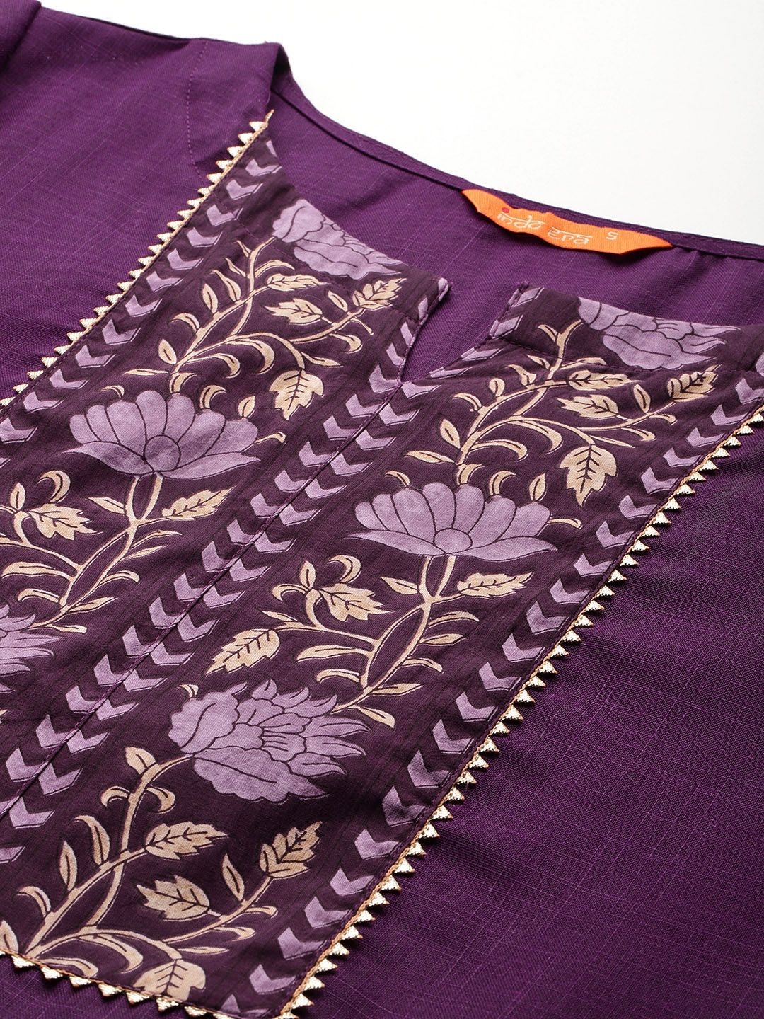 Dhiyona IE Floral Yoke Design Gotta Patti Pure Cotton Kurta With Salwar & Dupatta