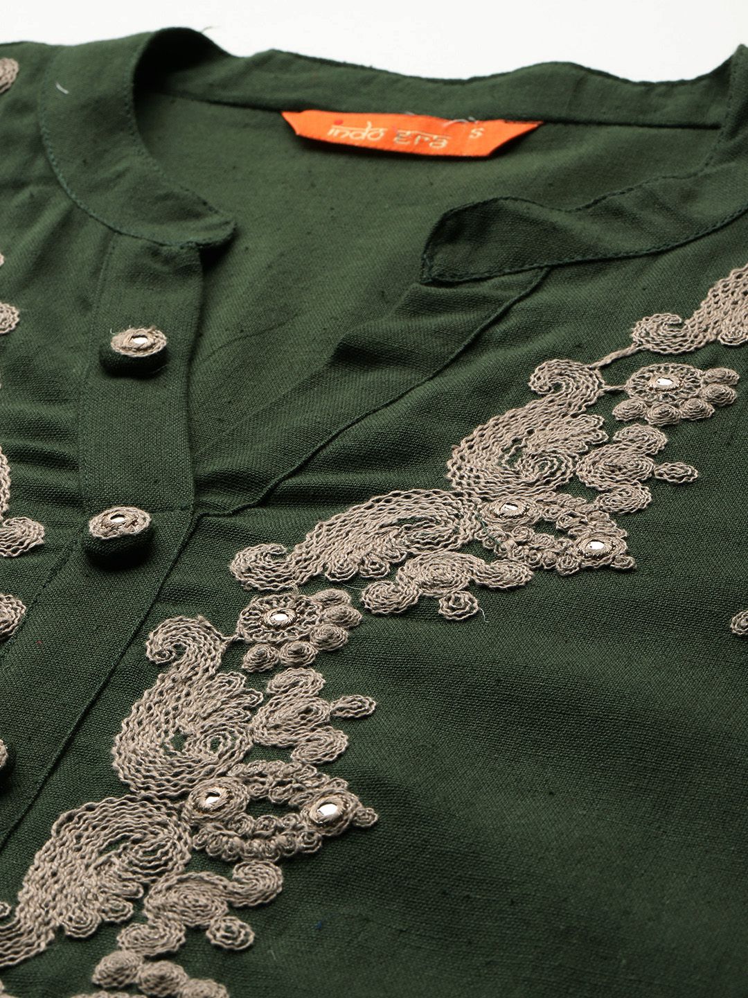 Floral Embroidered Thread Work Pure Cotton Kurta & Trousers