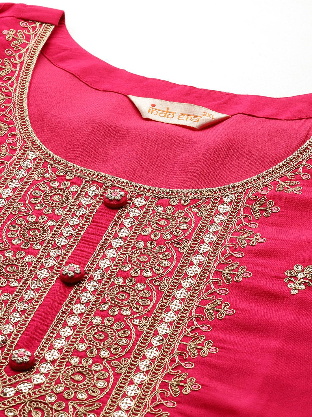 Dhiyona IE Plus Size Ethnic Motifs Embroidered Sequinned Kurta with Trousers & With Dupatta