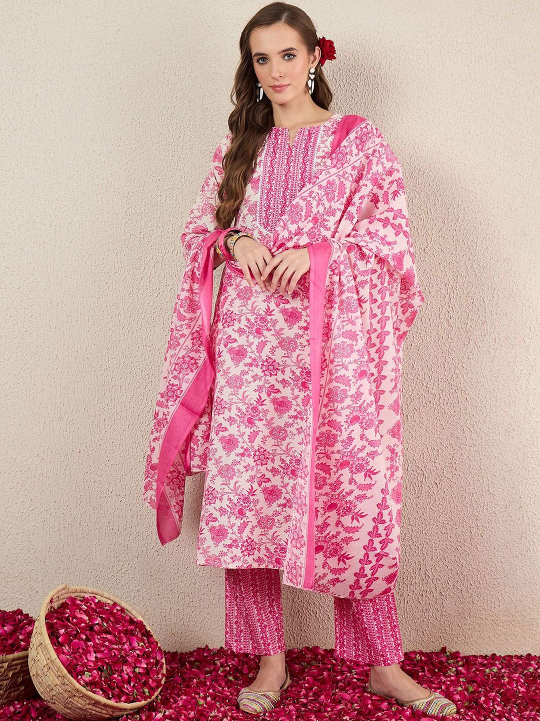 Dhiyona IE Women Floral Printed Kurta with Trousers & Dupatta
