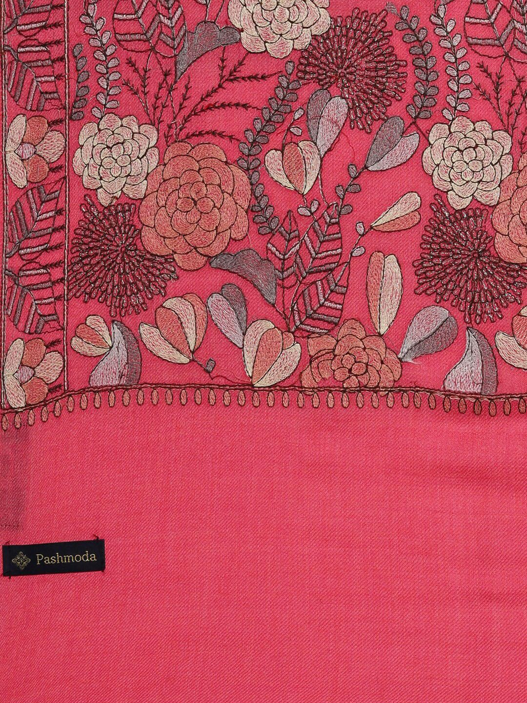Dhiyona PA Women Pink & Grey Embroidered Woolen Shawl