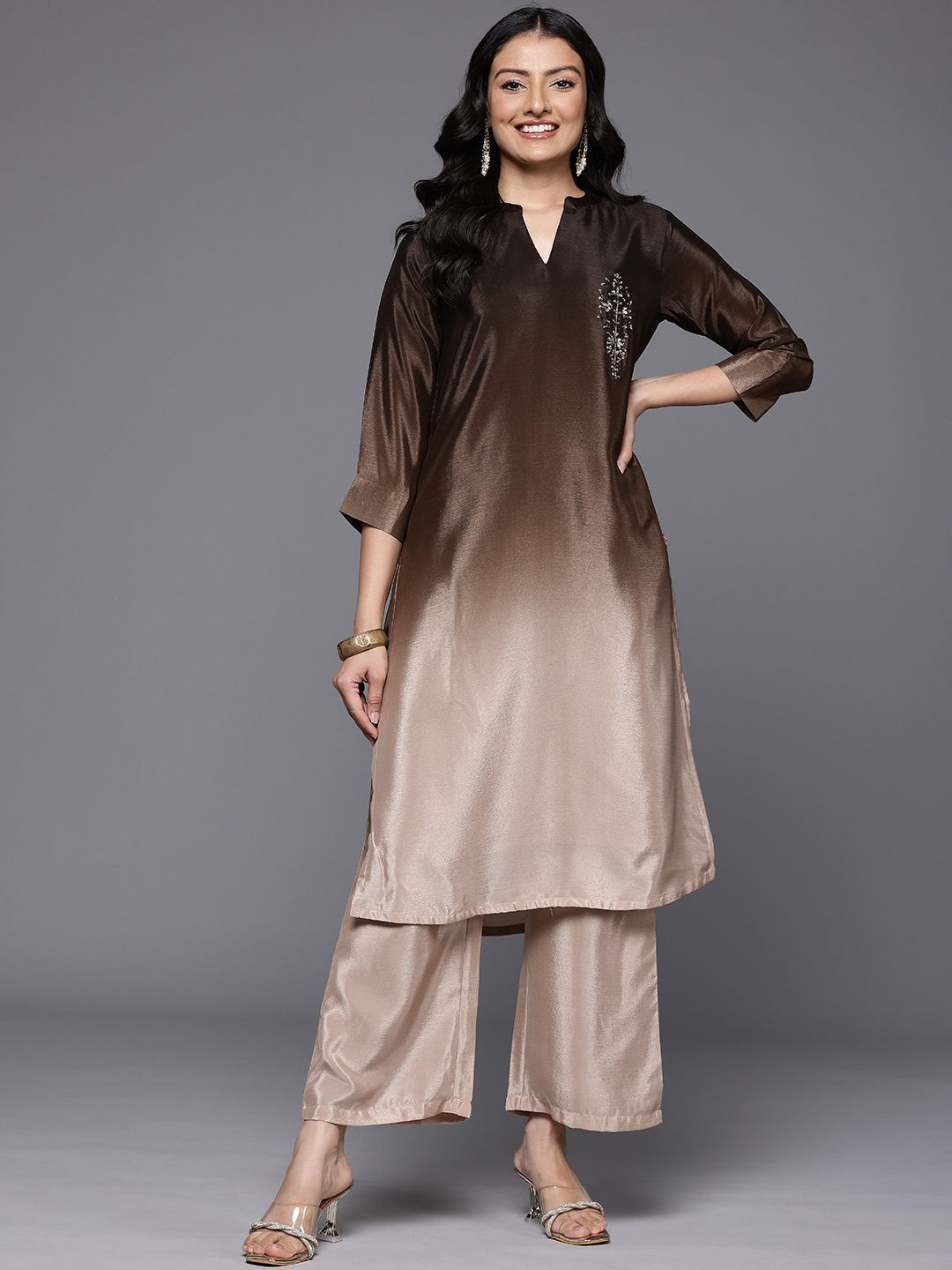 Dhiyona VA Women'sOmbre Sequine Embroidered Kurta with Trouser