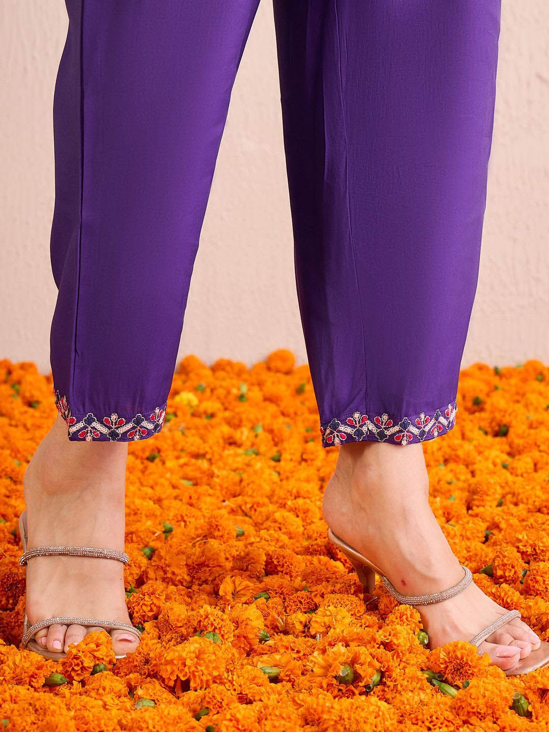 Women Ethnic Motifs Embroidered Regular Sequinned Kurta with Trousers & With Dupatta