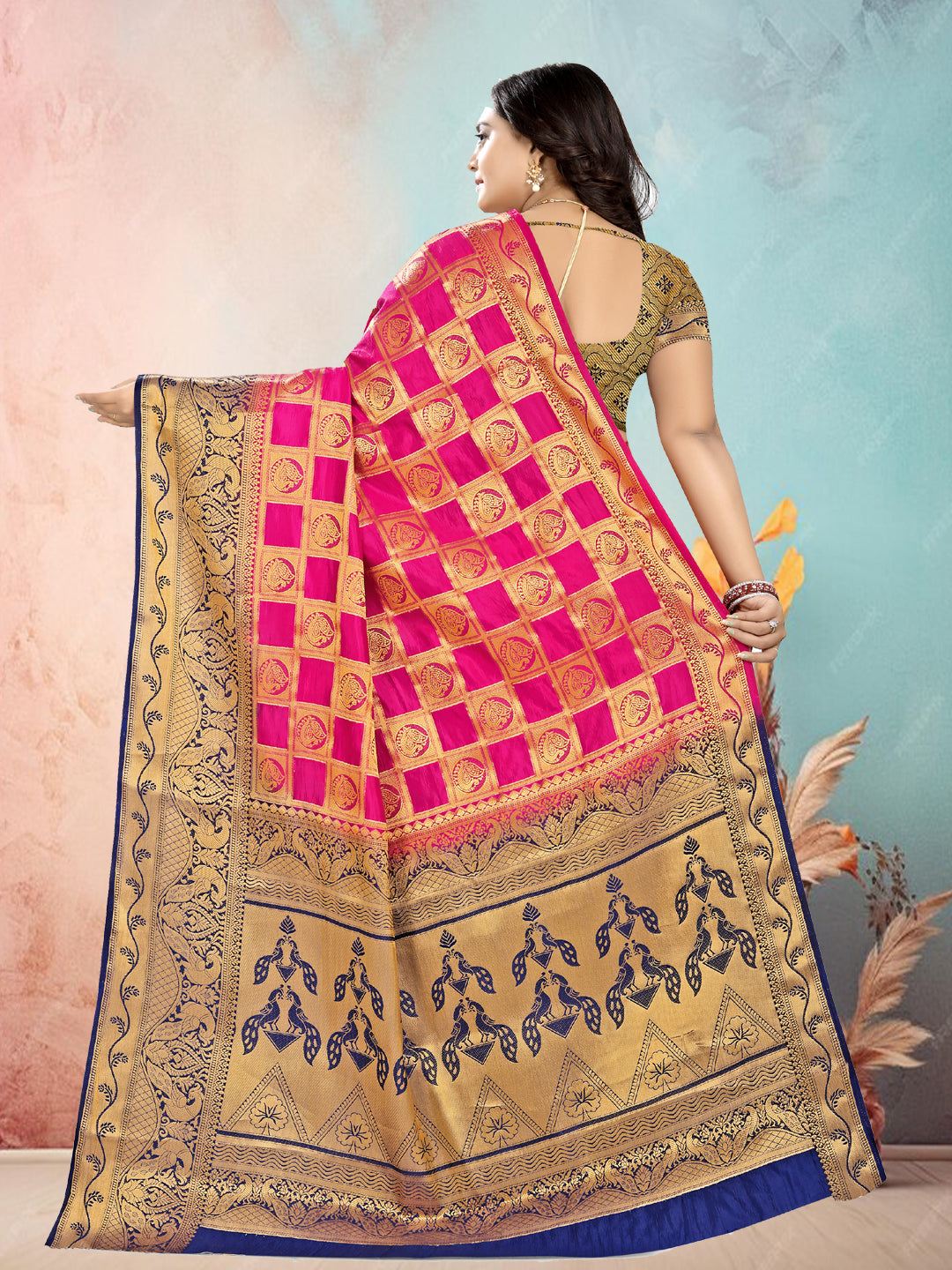 Dhiyona RV Women's Banarasi Silk With Jacquard Print Saree ( KVD681 )