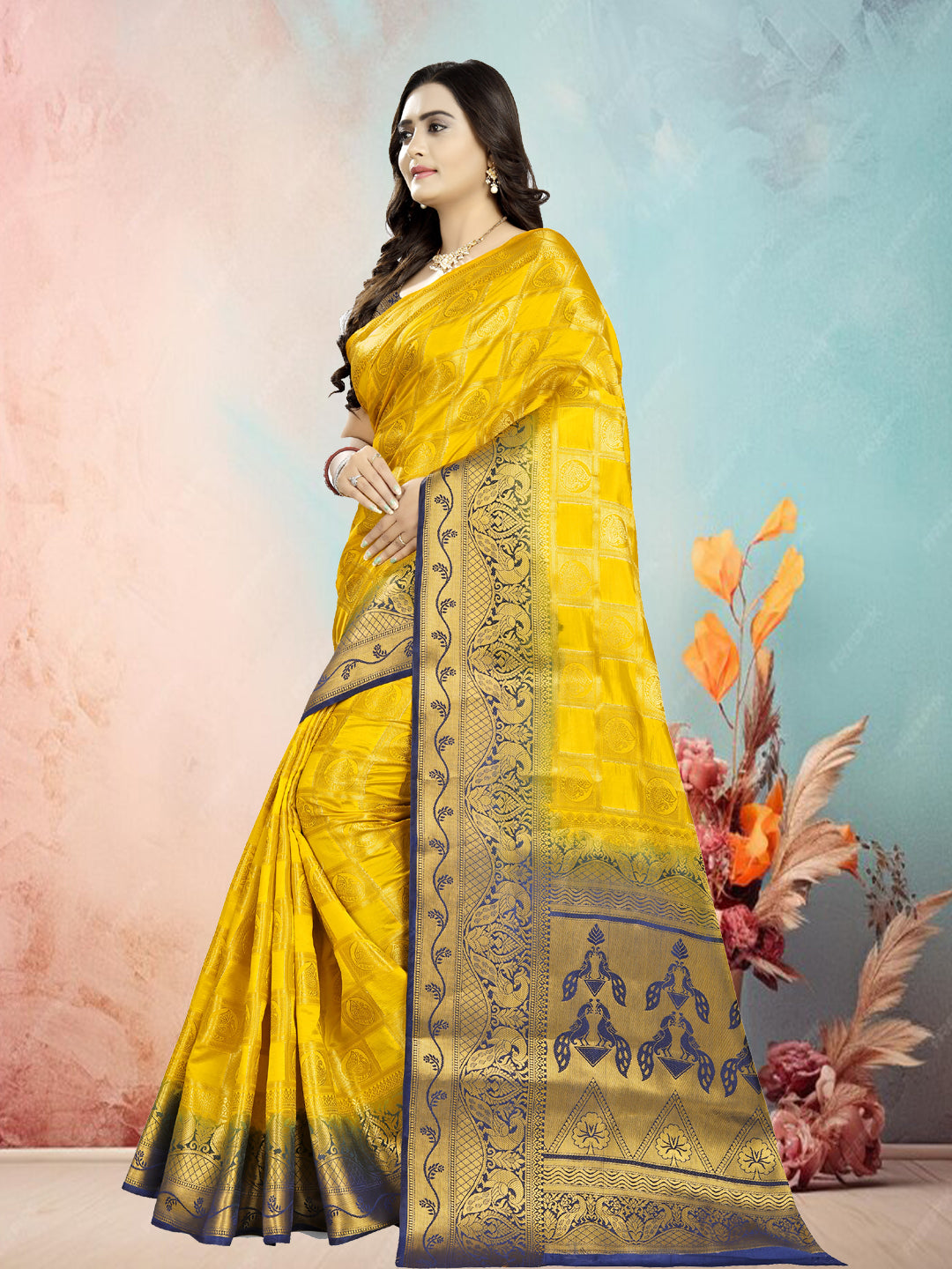 Dhiyona RV Women's Banarasi Silk With Jacquard Print Saree ( KVD682 )