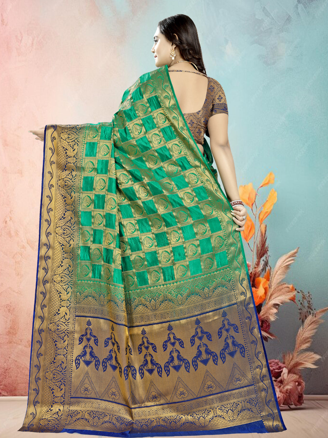 Dhiyona RV Women's Banarasi Silk With Jacquard Print Saree ( KVD683 )