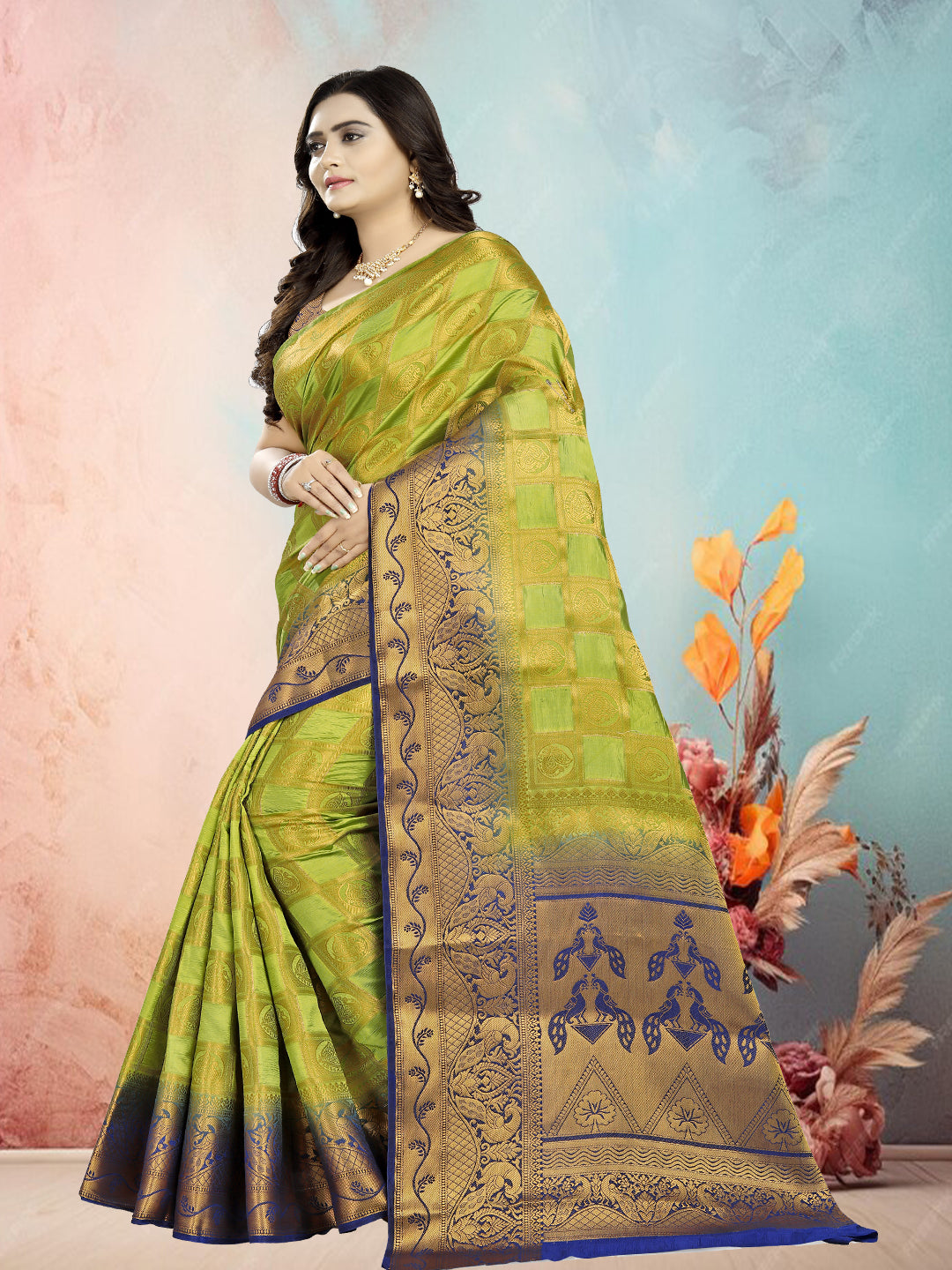 Dhiyona RV Women's Banarasi Silk With Jacquard Print Saree ( KVD684 )