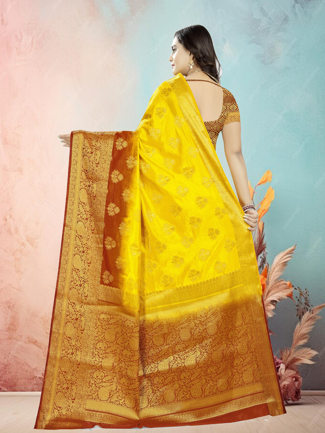 Dhiyona RV Women's Banarasi Silk With Jacquard Print Saree ( KVD686 )