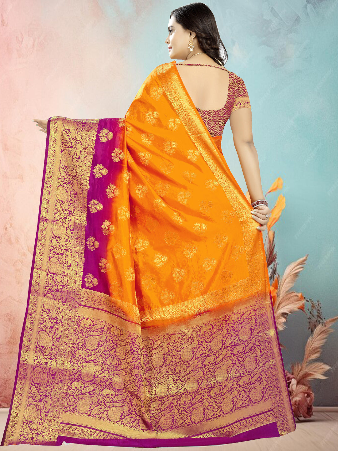Dhiyona RV Women's Banarasi Silk With Jacquard Print Saree ( KVD687 )