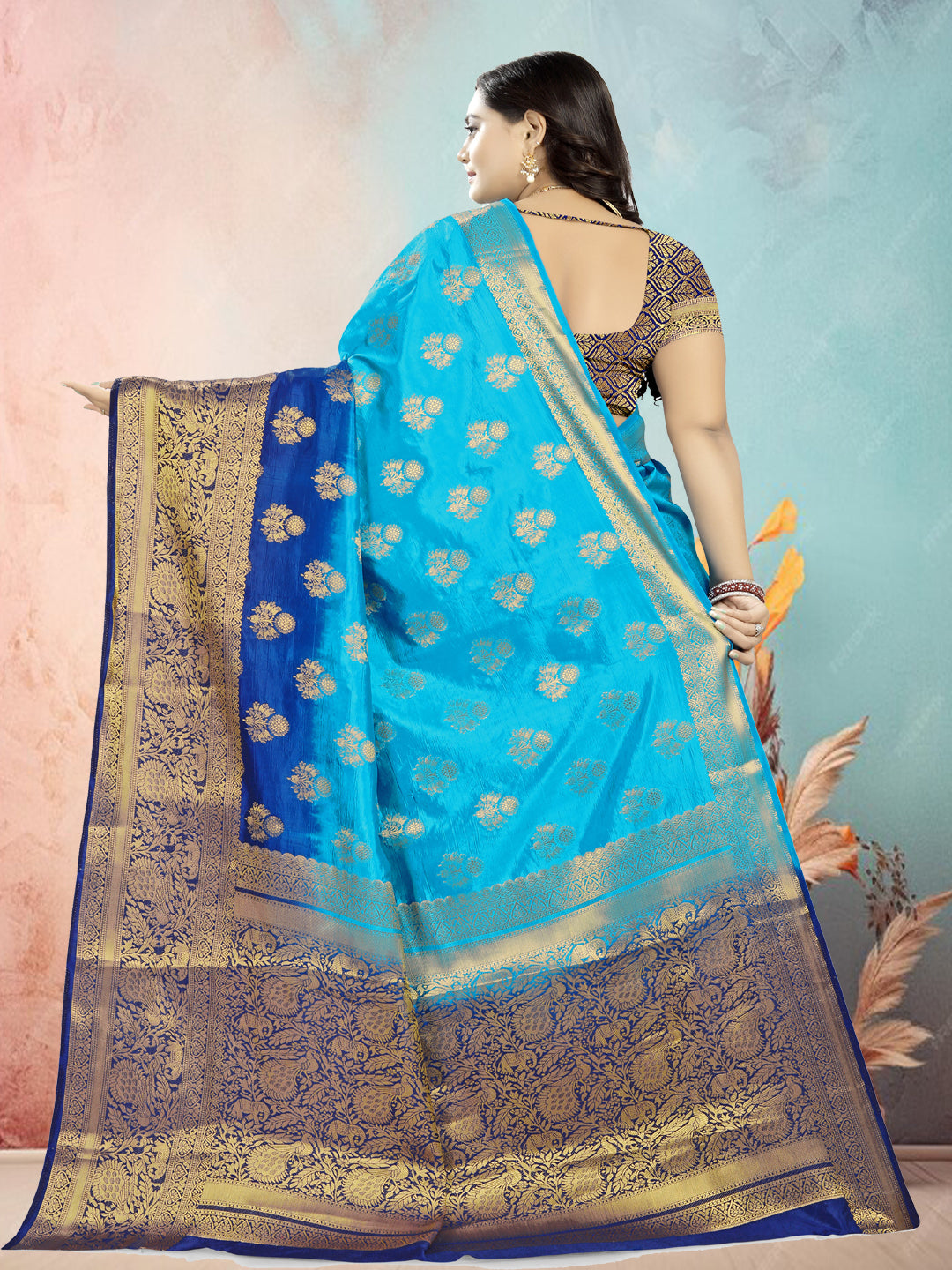 Dhiyona RV Women's Banarasi Silk With Jacquard Print Saree ( KVD688 )