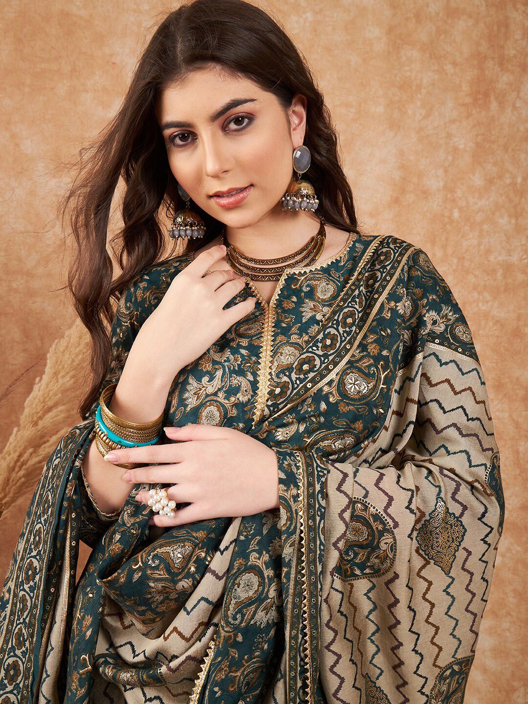 Dhiyona SN Women's Ethnic Motifs Printed Pure Cotton Kurta With Palazzo & Dupatta