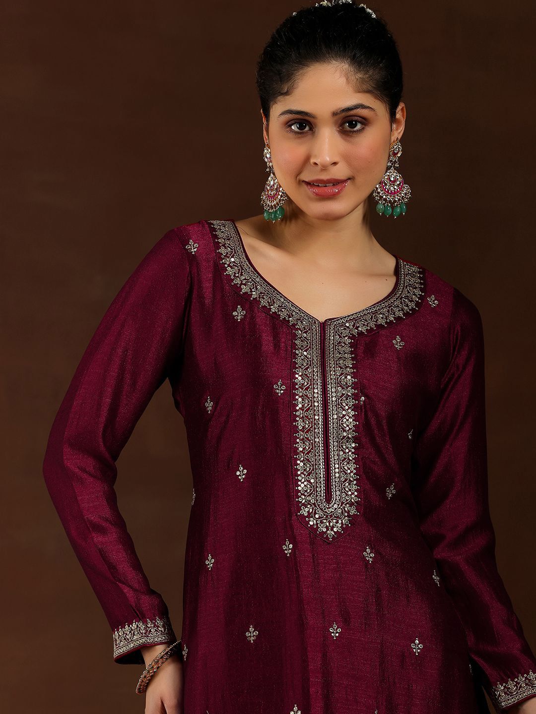 Dhiyona LB Women's Women Ethnic Motifs Embroidered Regular Kurta with Trousers & With Dupatta