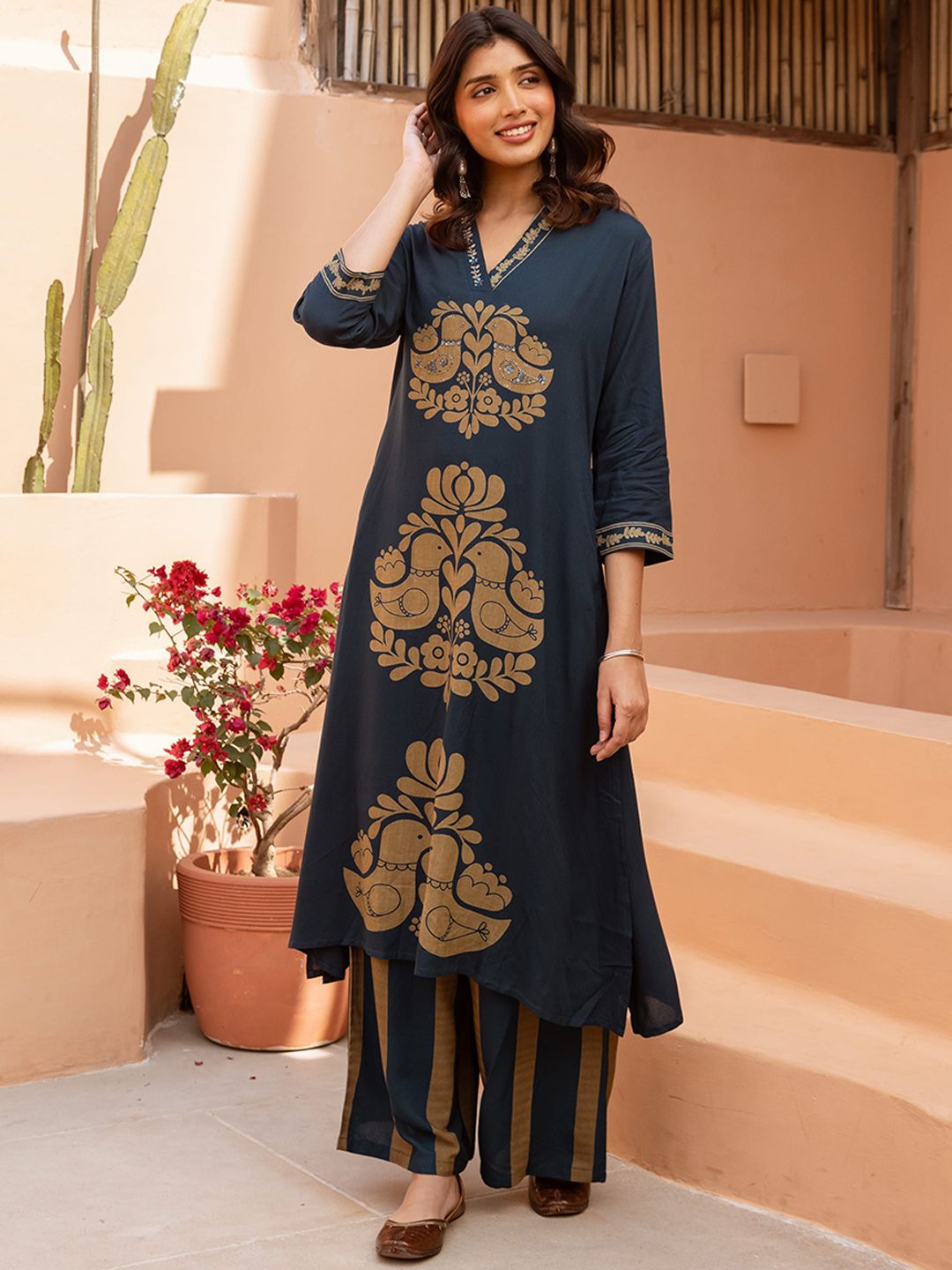 Dhiyona SN Women's Printed Straight Kurta & Palazzo