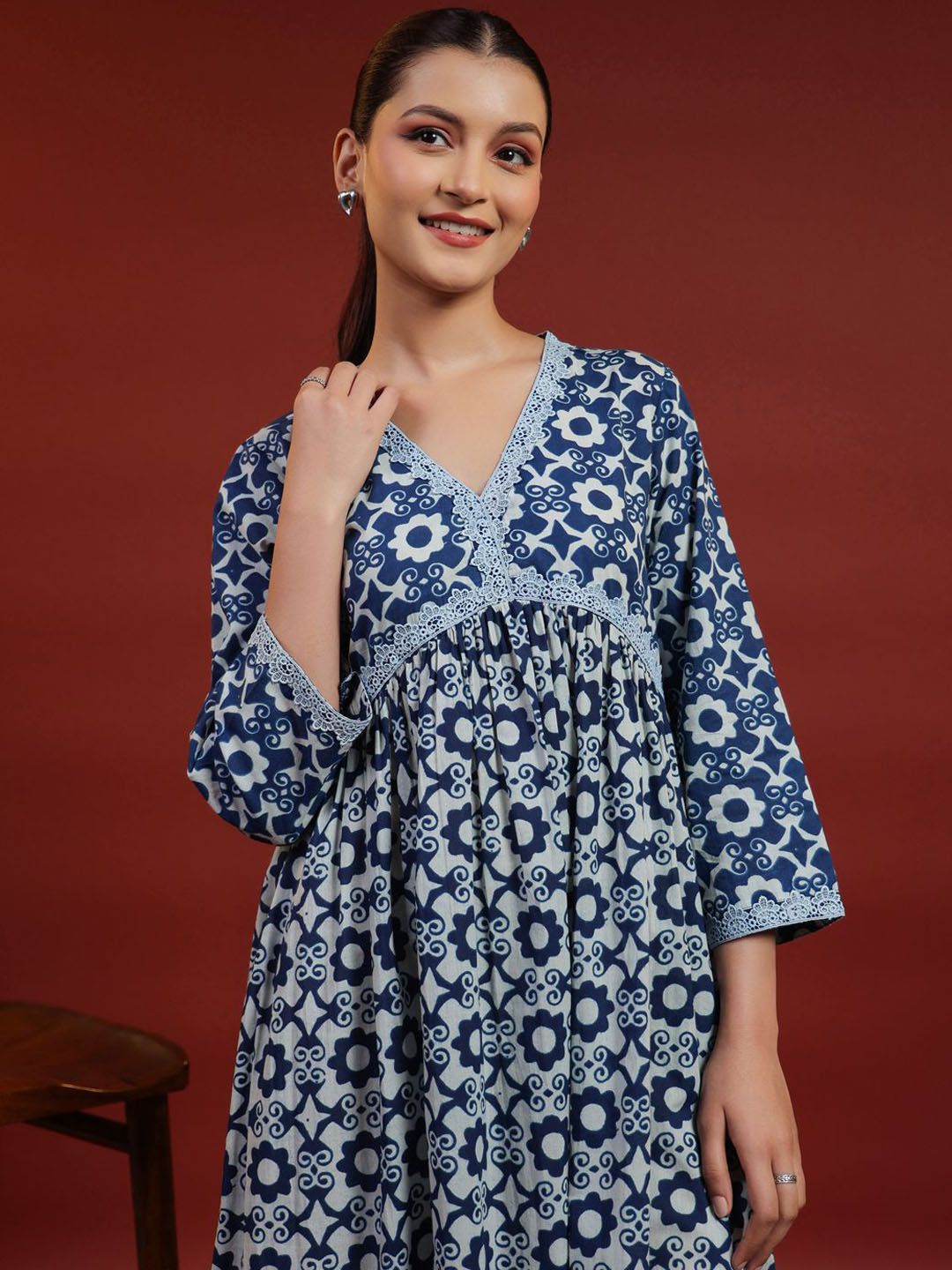 Dhiyona AY Women's Printed Fit & Flared Midi Dresses