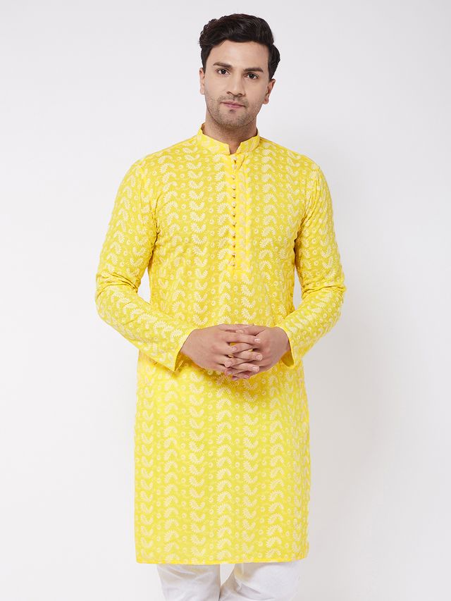 Men's Mustard Pure Cotton Straight Kurta