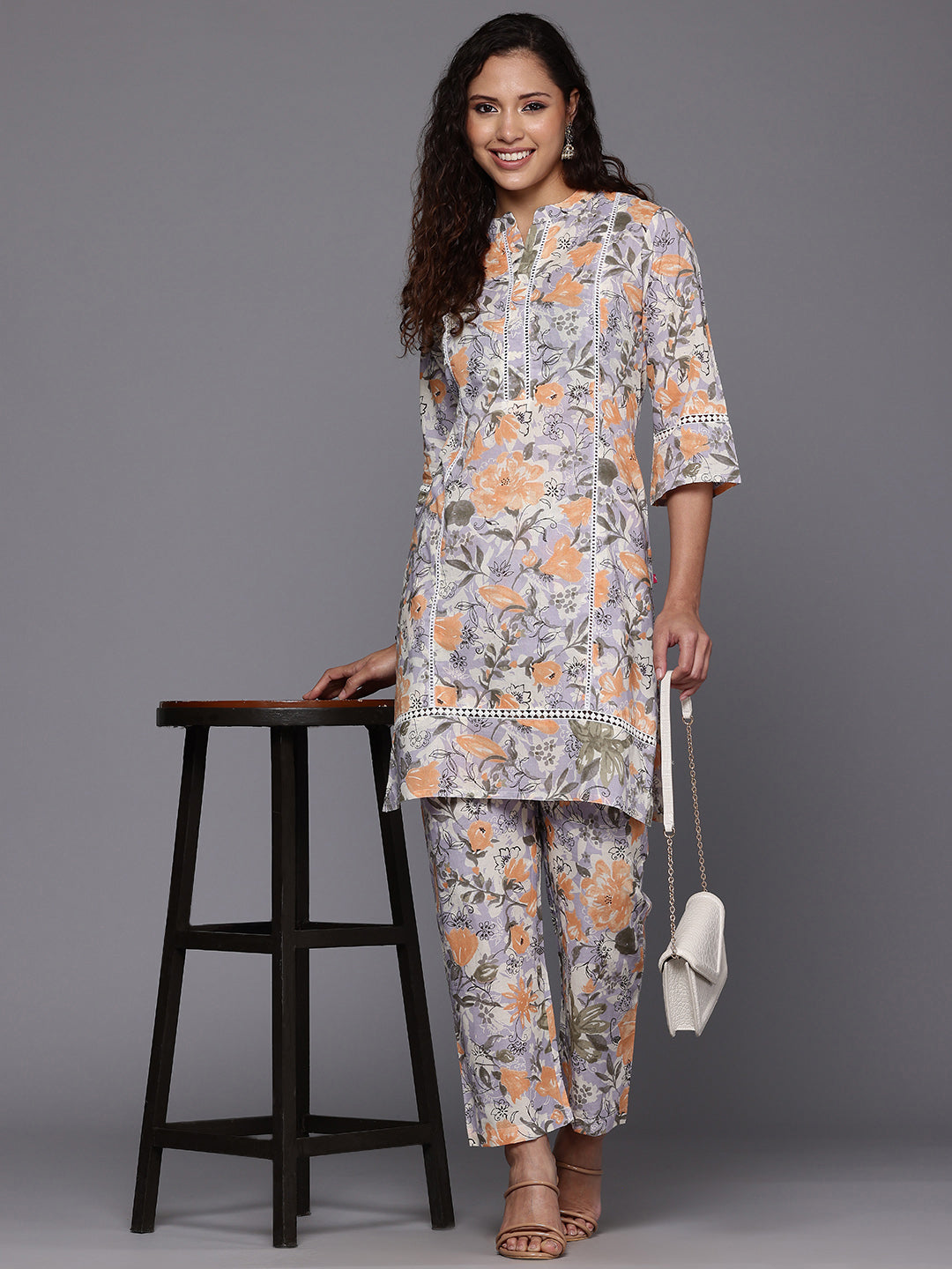 Dhiyona VR Women's Purple Floral Printed Co-Ord Set