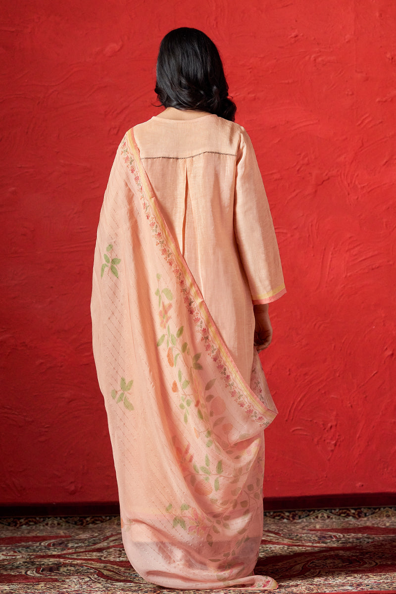 Women's Peach Nectar Linen Woven Salwar Suit