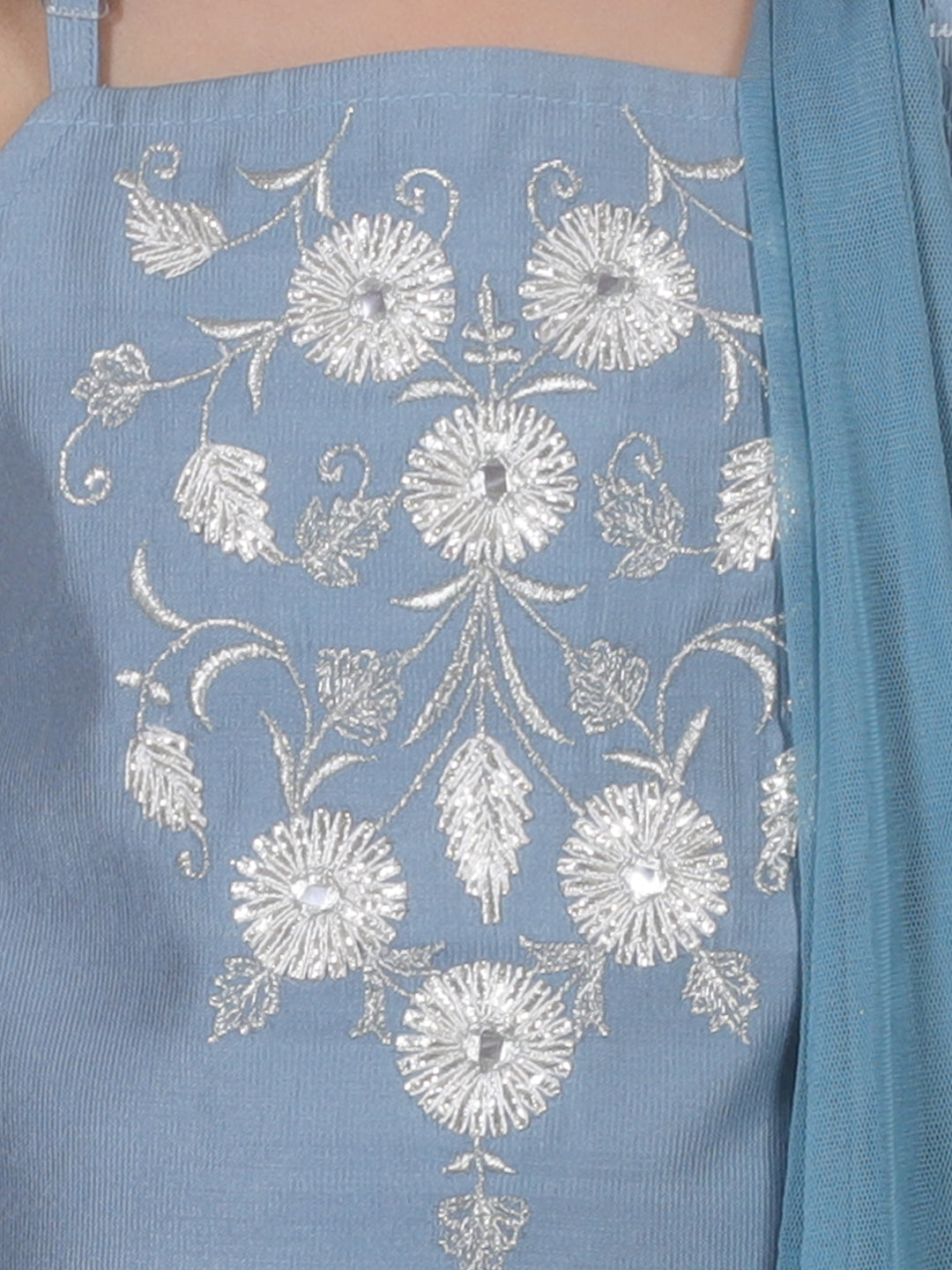 Zarqa Girls Blue Kurta with Sharara and dupatta set