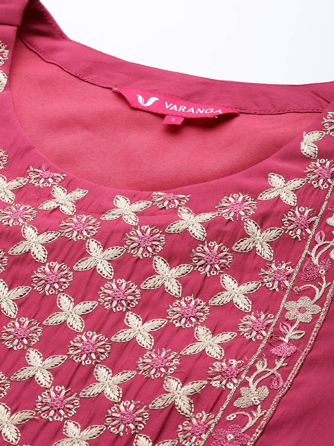 Dhiyona VA Women's Pink Ethnic Motifs Embroidered Thread Work Kurta with Trousers & With Dupatta