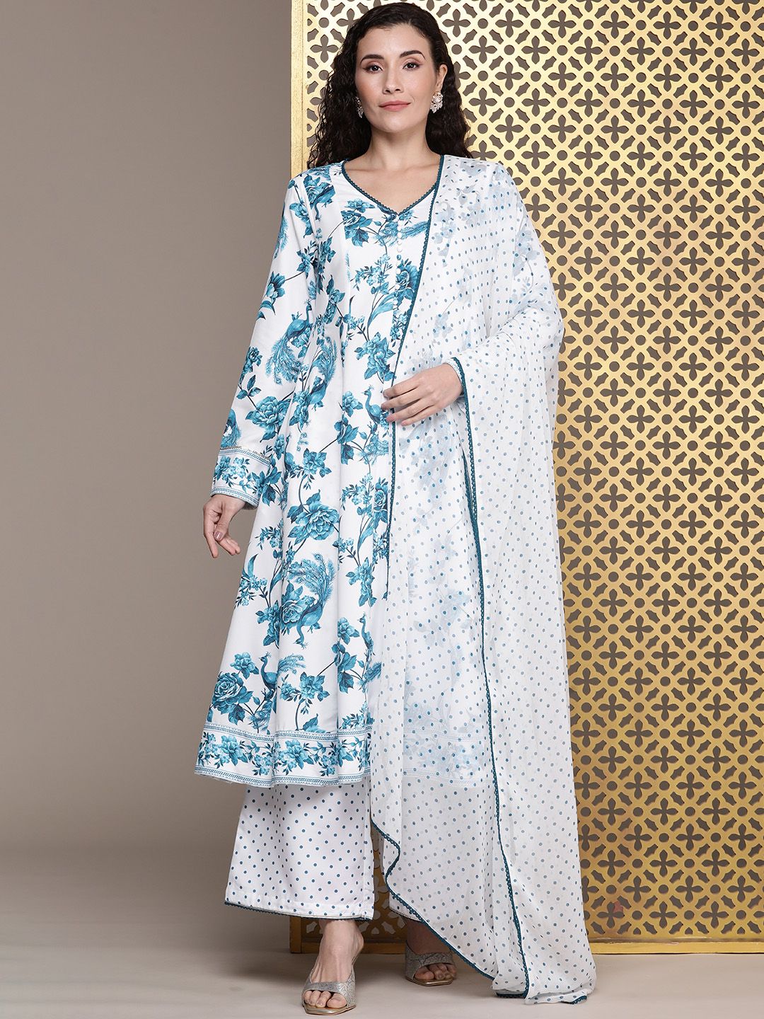 Dhiyona PD Women Women Jashn Floral Printed Kurta With Palazzos & Dupatta