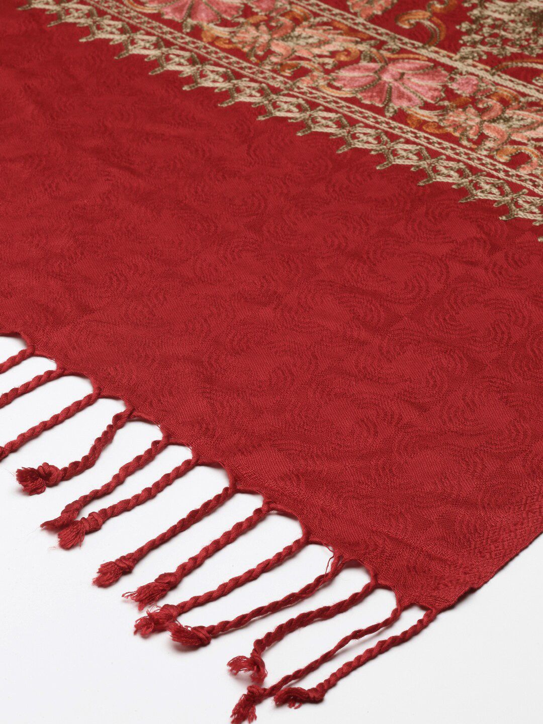 Dhiyona PA Women Red Embroidered Shawl