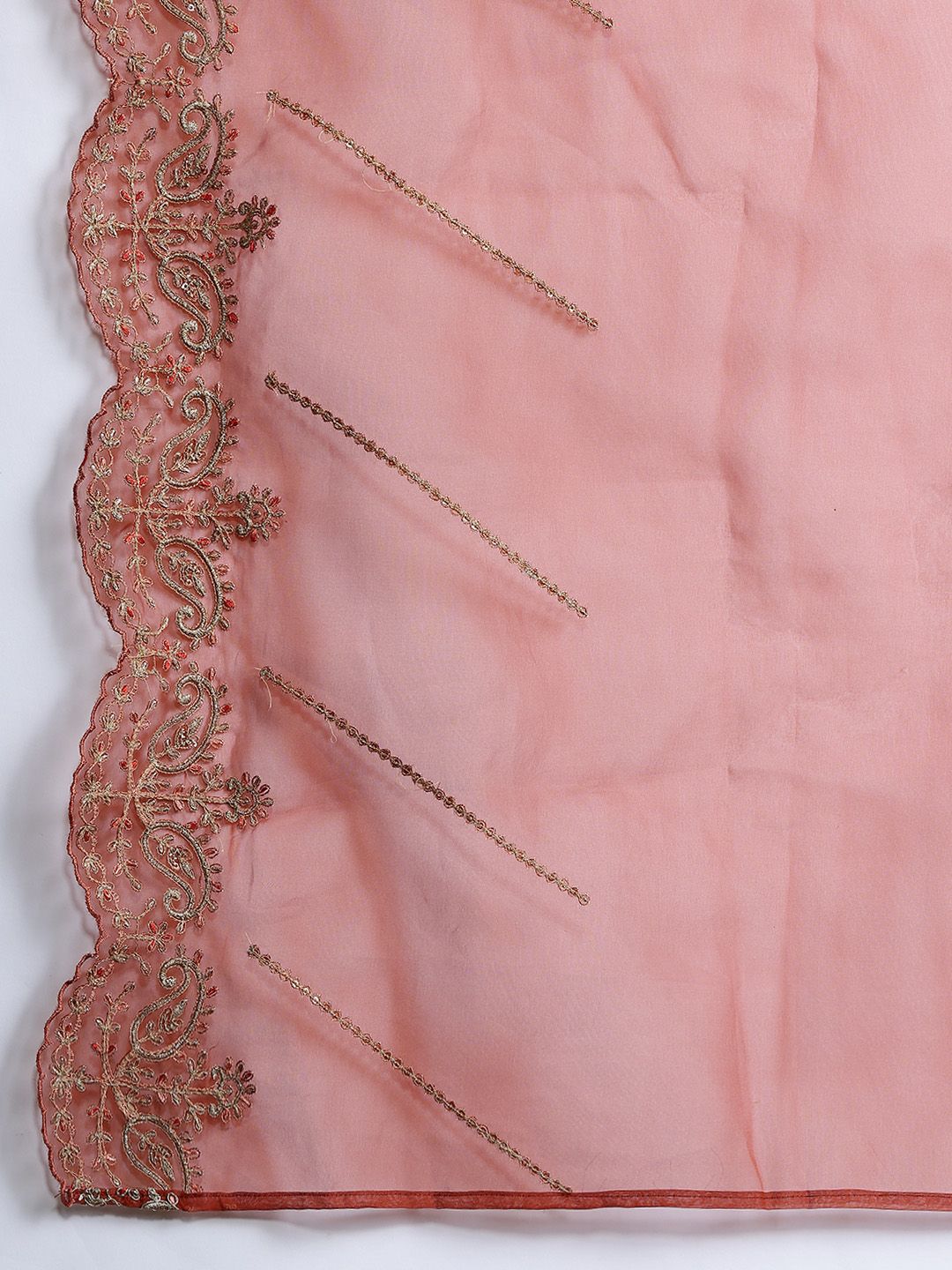 Dhiyona IE Ethnic Motifs Embroidered Sequinned Liva Kurta With Trousers & Dupatta