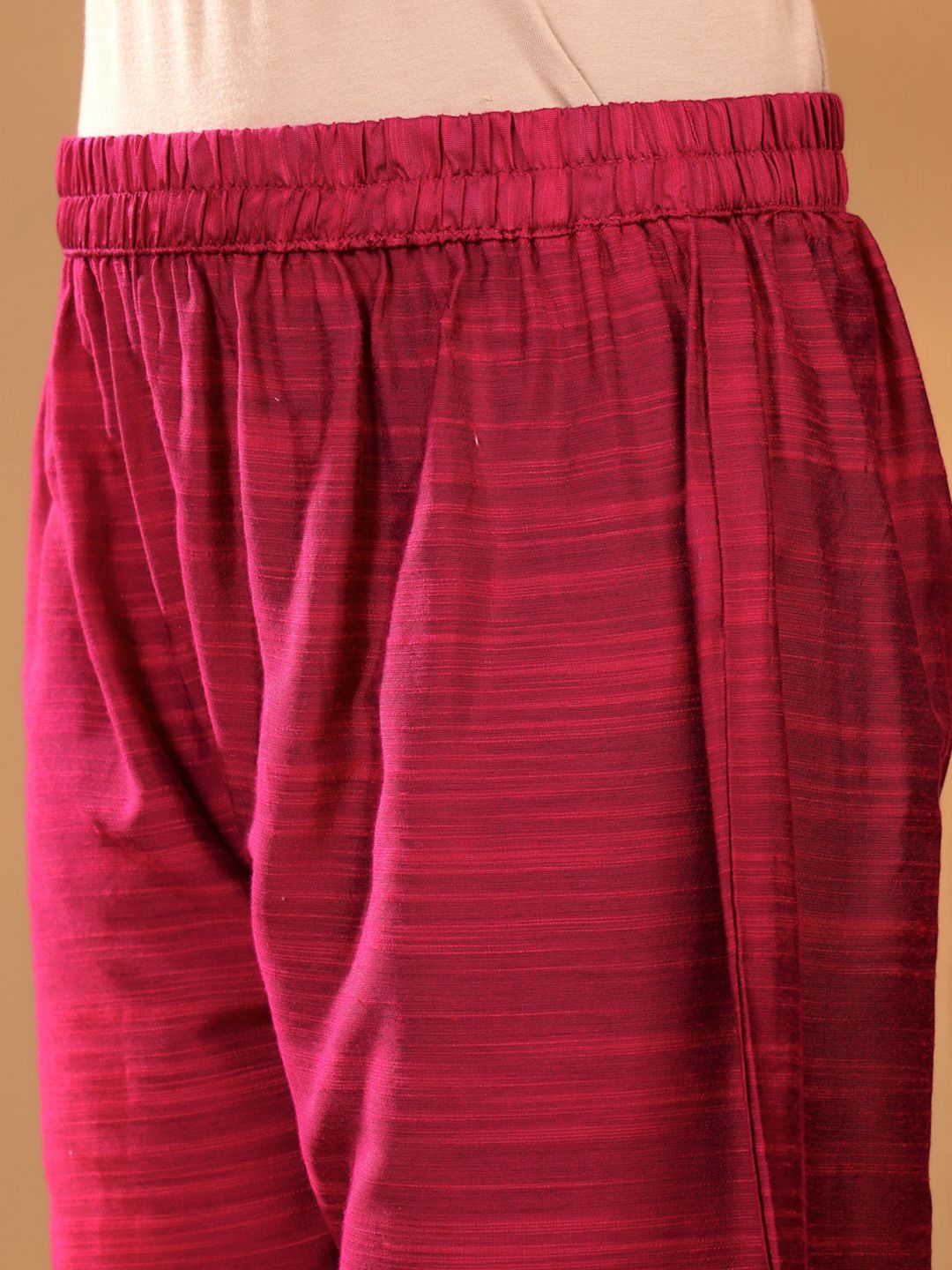 Dhiyona VA Women'sMagenta Floral Yoke Design Gotta Patti Kurta With Trouser & Dupatta