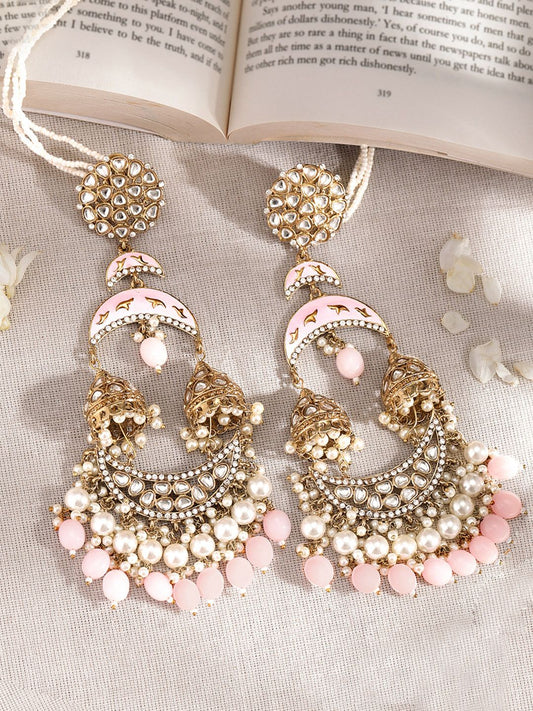 Dhiyona RJ Women's Gold Plated Dome Shaped Jhumkas Earrings