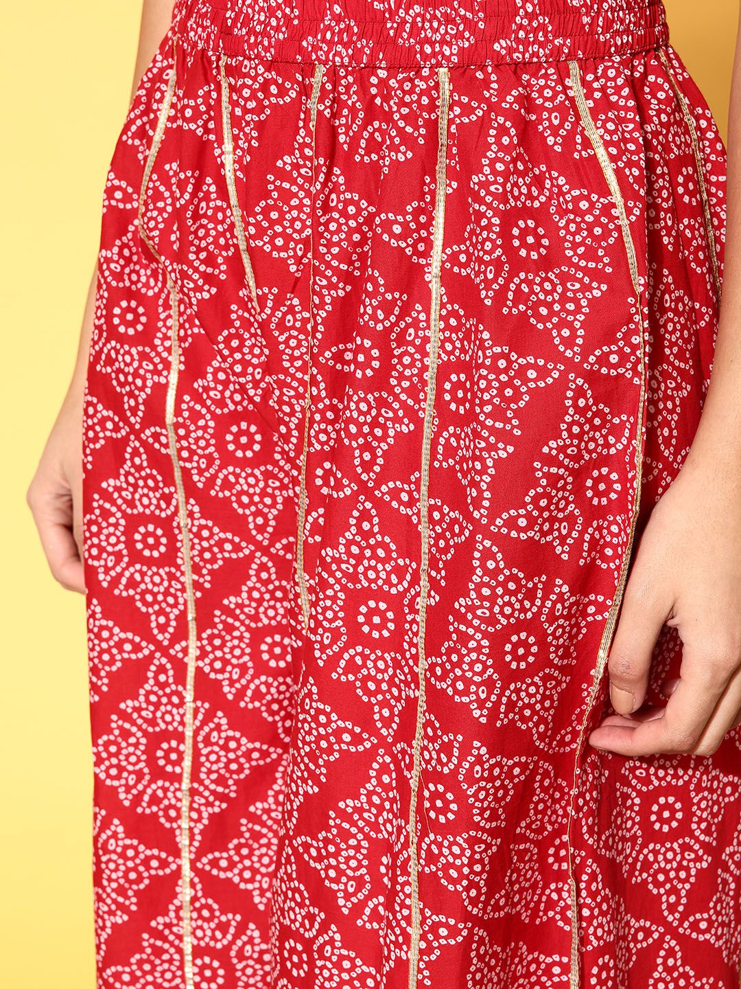 Dhiyona VA Women's Bandhani Pure Cotton Print Parade Kurta Set