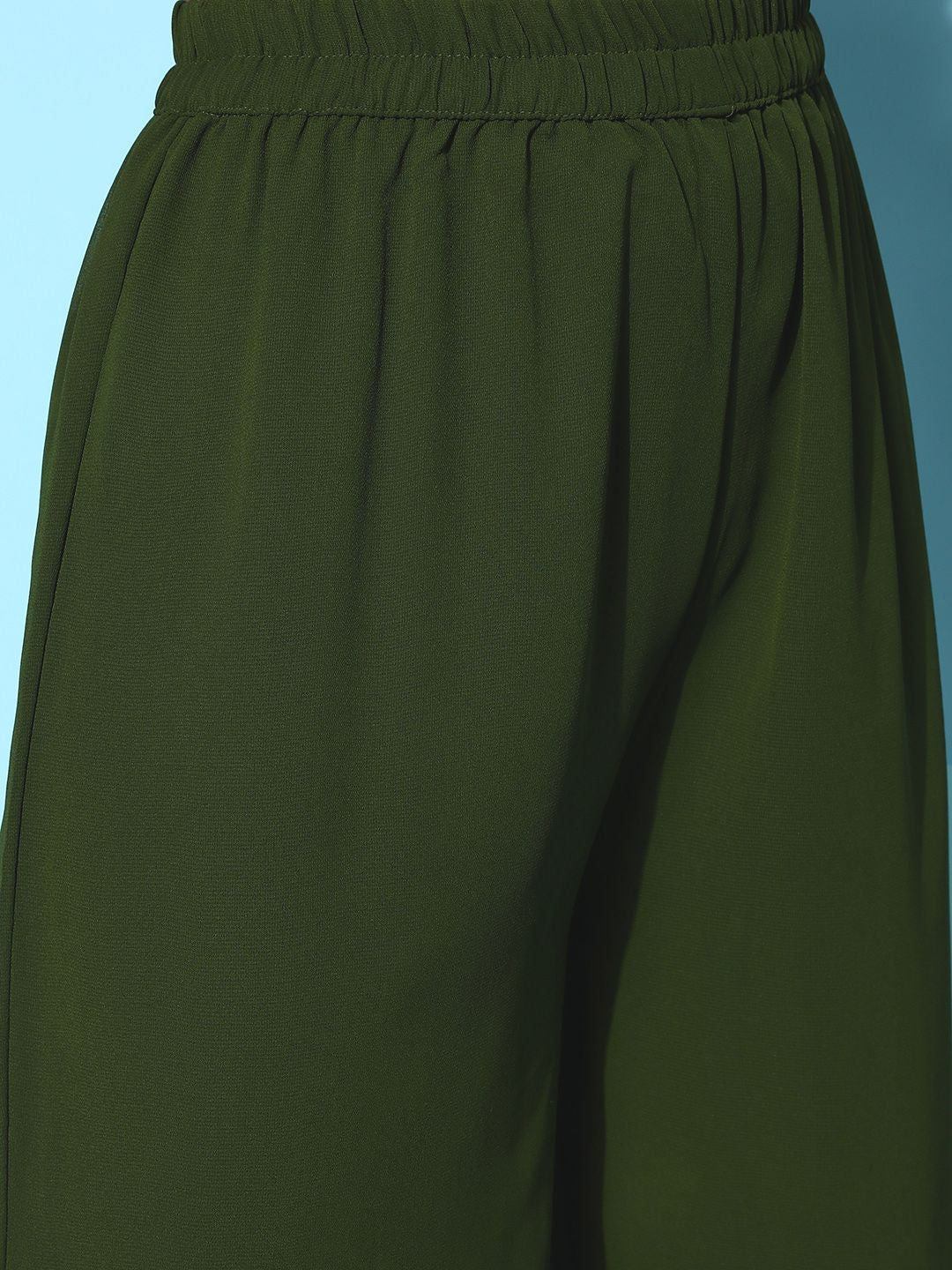 Dhiyona VA Women's Green Embroidered Sequinned Kurta With Sharara & Dupatta