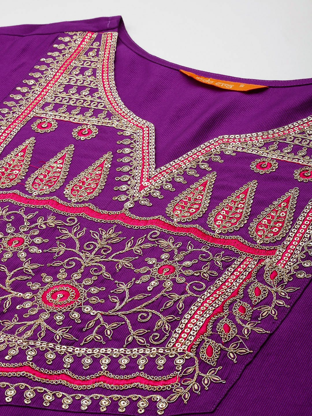 Dhiyona IE Ethnic Motifs Yoke Design Liva Kurta With Trousers & Dupatta