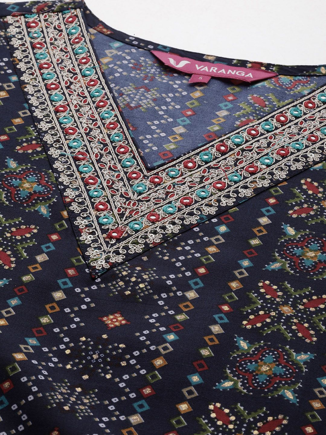 Dhiyona VA Women's Ethnic Motifs Printed Regular Thread Work Kurta with Trousers & With Dupatta