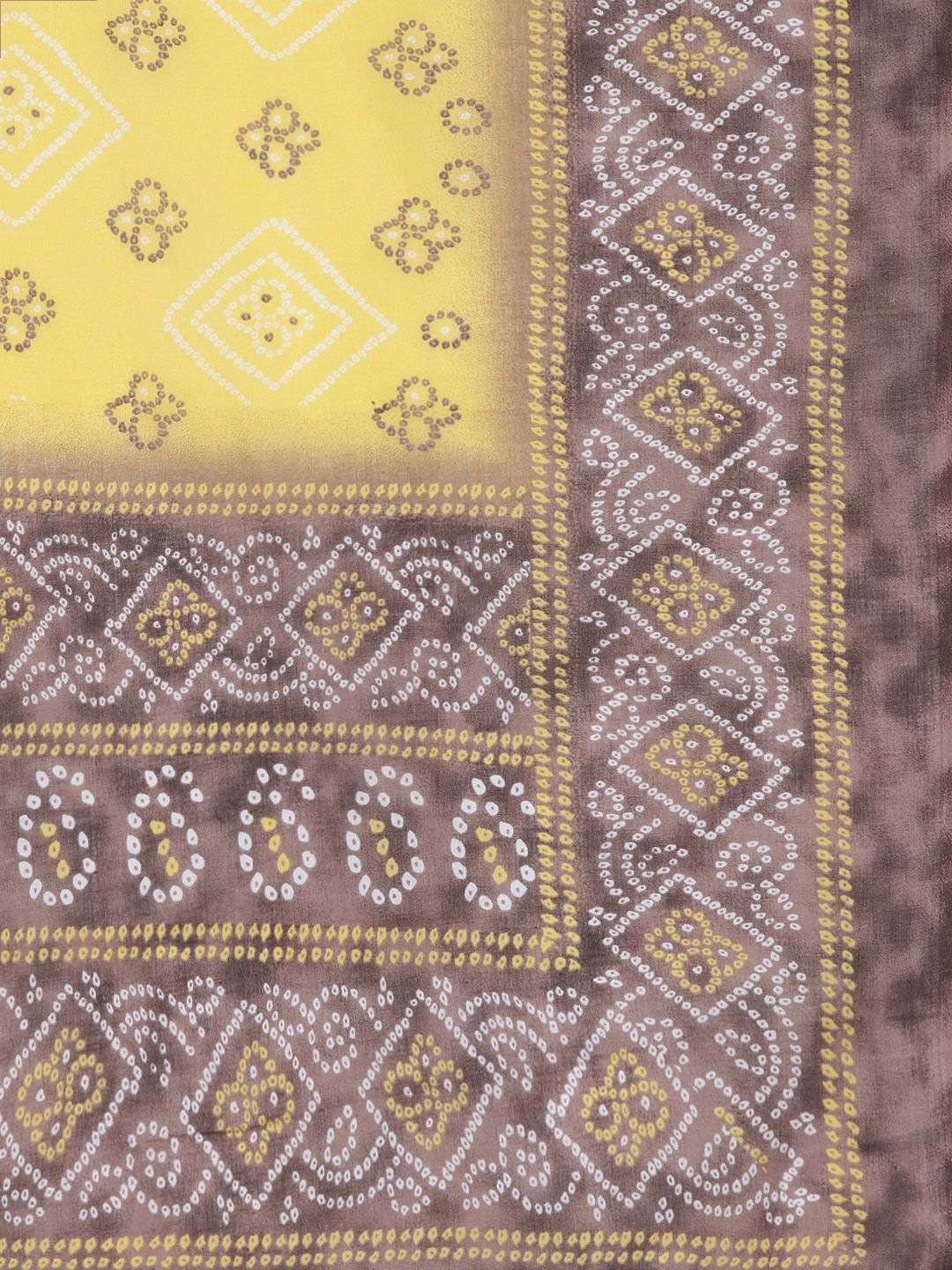 Dhiyona VA Women's Brown Bandhani Printed Gotta Patti Pure Cotton Kurta with Palazzos & With Dupatta
