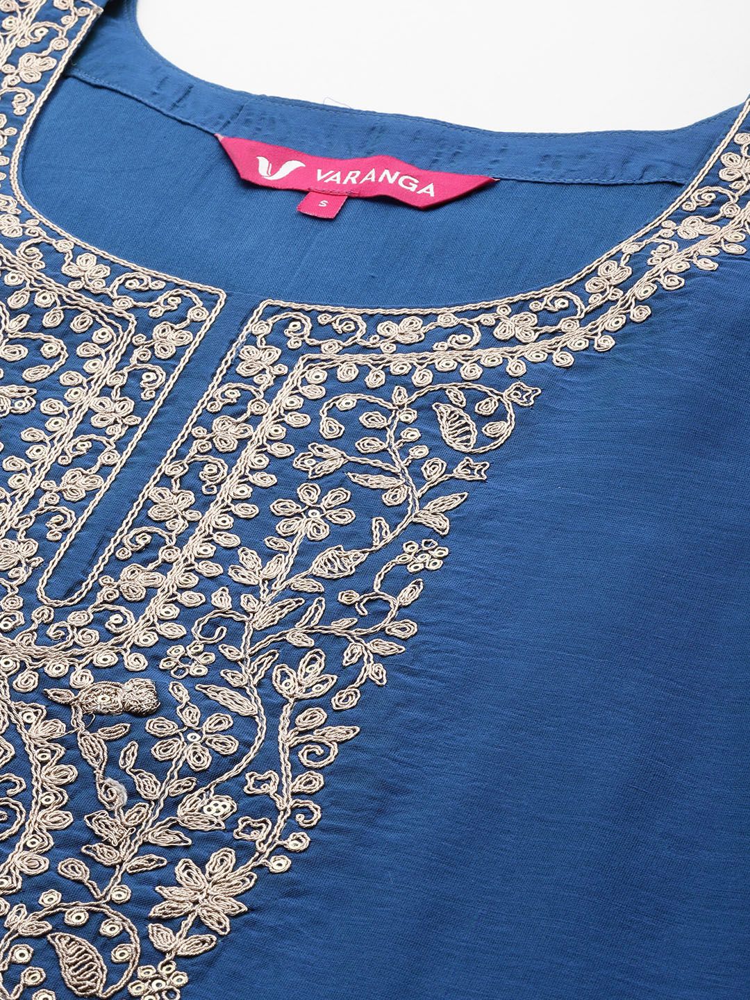 Dhiyona VA Women'sEthnic Motifs Embroidered Regular Chanderi Silk Kurta with Trousers & With Dupatta