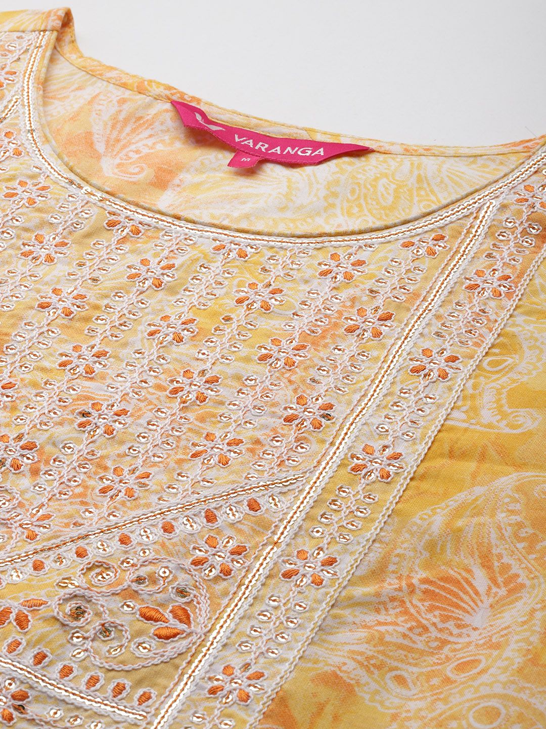 Dhiyona VA Women'sPaisley Printed Sequinned Kurta With Trousers & Dupatta