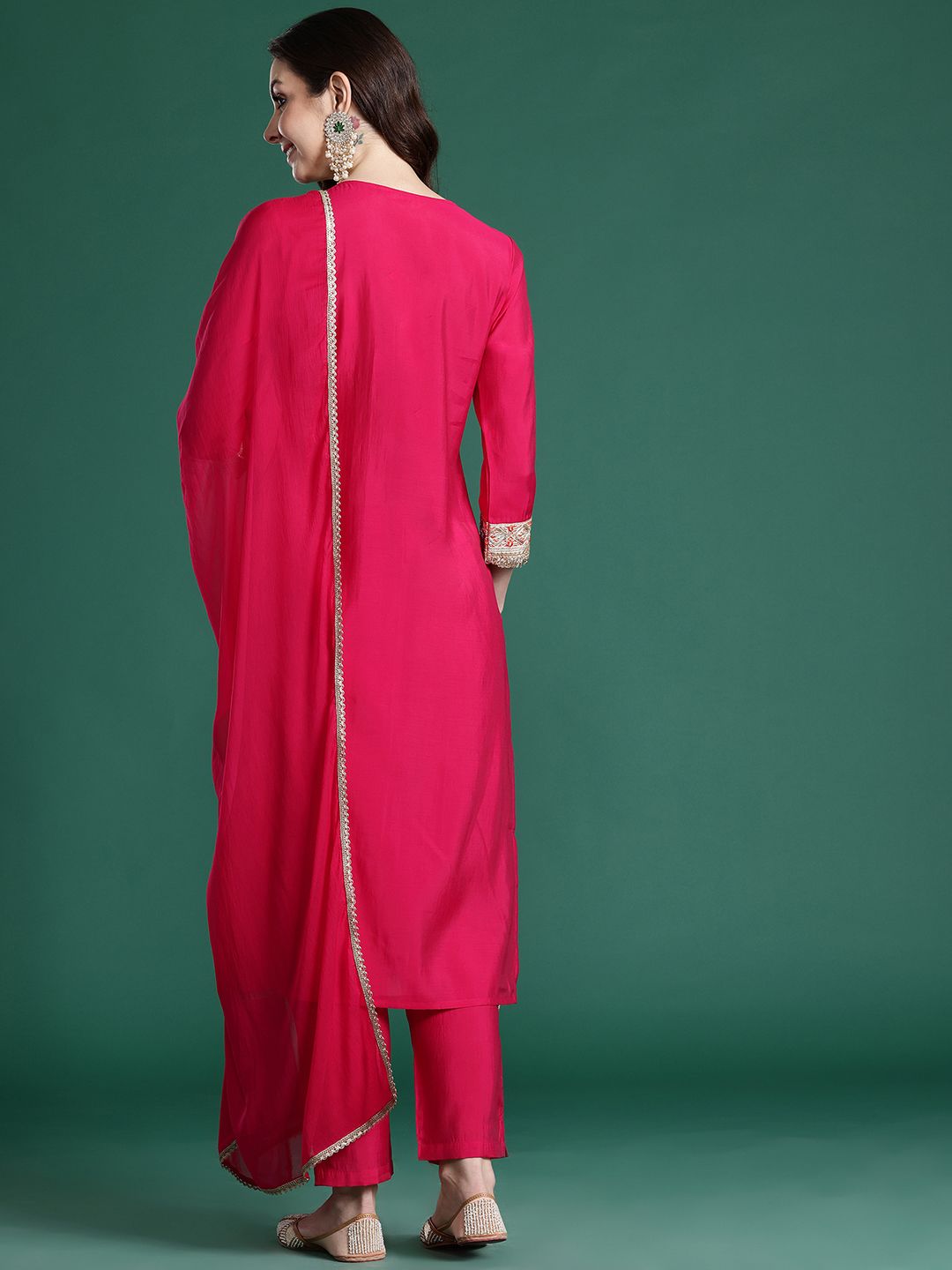 Ethnic Motifs Regular Kurta with Trousers & Dupatta