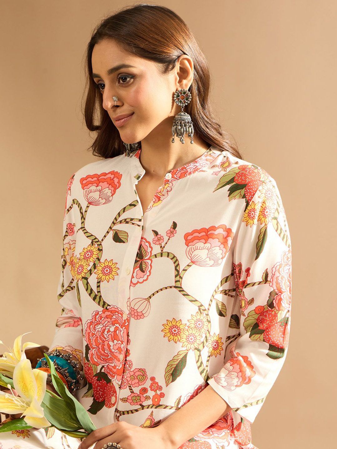 Dhiyona IE Women Floral Printed Regular Kurta with Palazzos