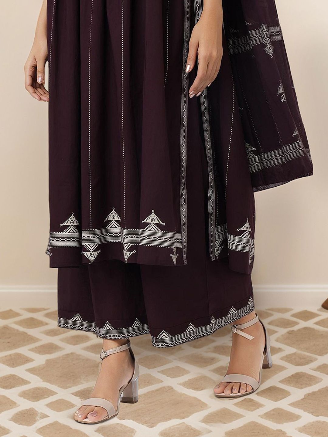 Dhiyona IS Women's Ethnic Motifs Printed Pure Cotton Kurta With Palazzos & Dupatta