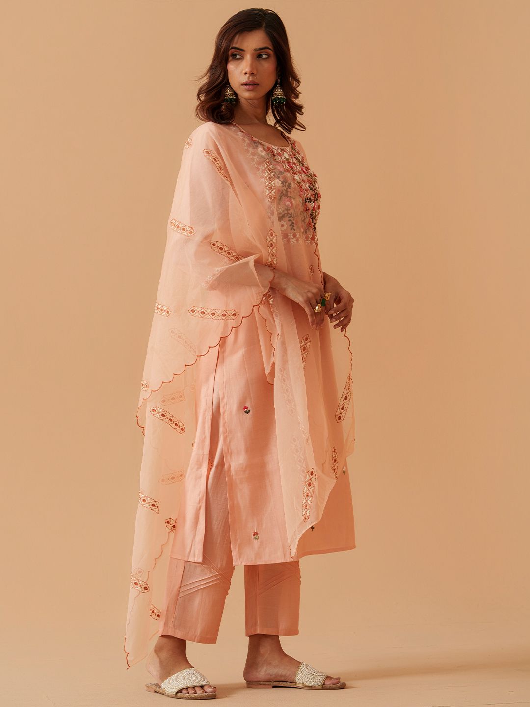 Dhiyona PD Women Ethnic Motifs Embroidered Kurta With Trousers & Dupatta