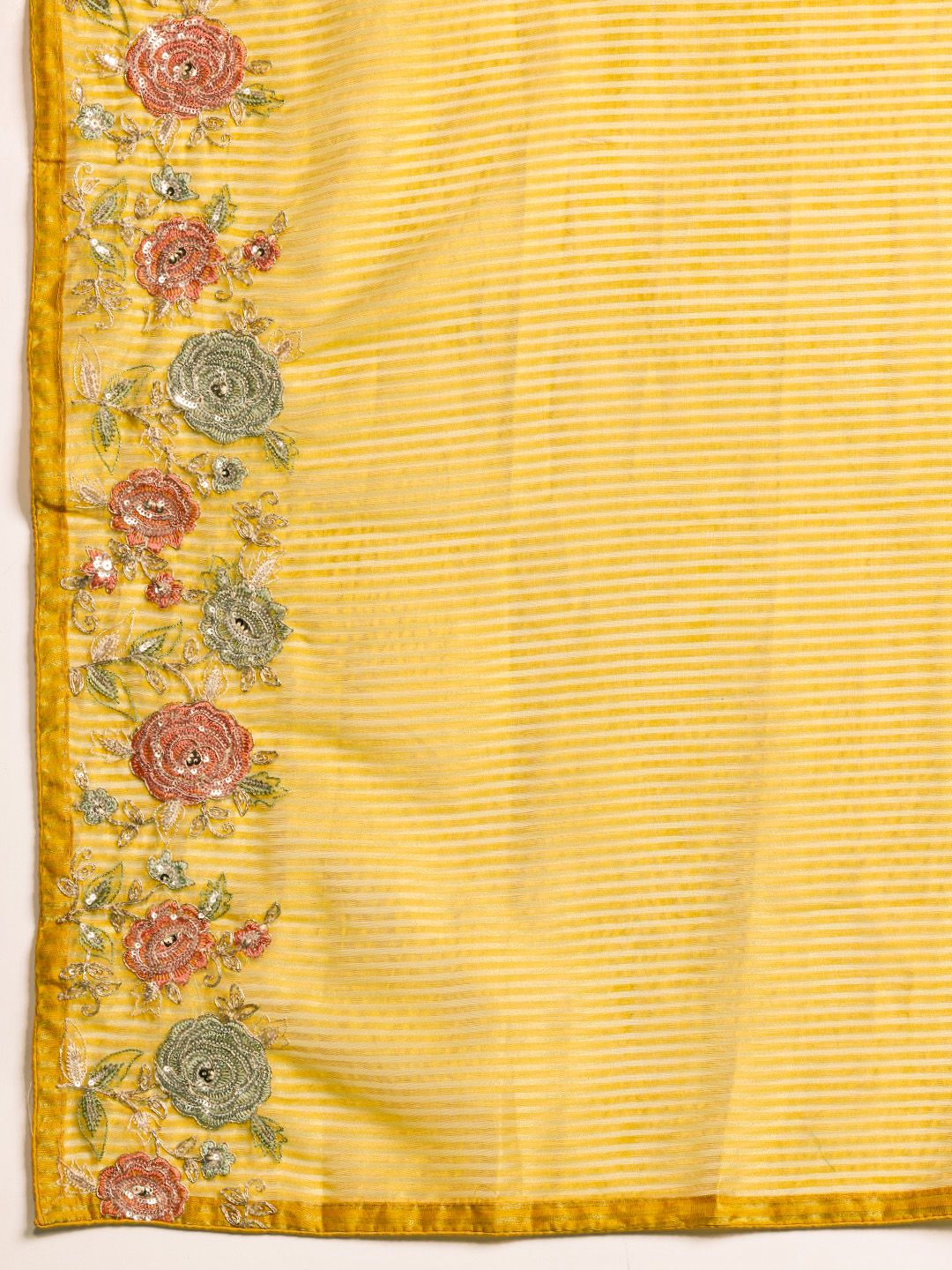 Dhiyona IE Floral Embroidered Sequinned Kurta With Trousers & Dupatta