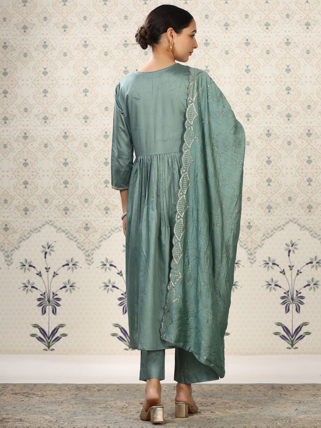 Dhiyona OD Gotta Patti Empire Kurta with Trousers & Dupatta